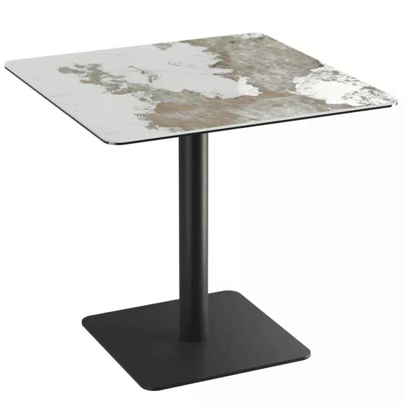 ORLANDO │Table carrée hauteur 75 cm │Piètement carré acier laqué noir mat│Coloris à choix