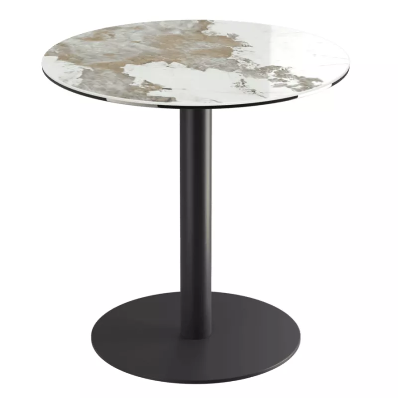ORLANDO │Table ronde ø75 cm │Piètement acier laqué noir mat│Coloris à choix