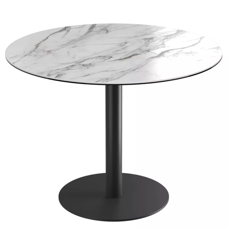 ORLANDO │Table ronde ø100 cm │Piètement acier laqué noir mat│Coloris à choix