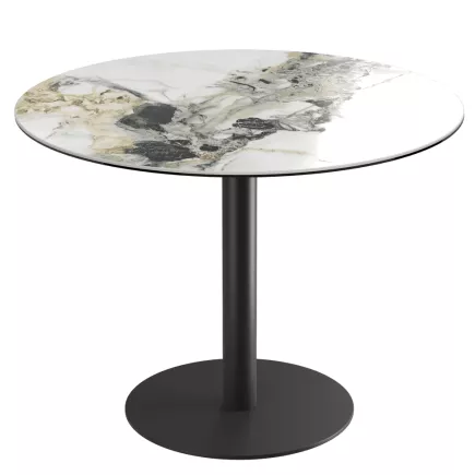 ORLANDO │Table ronde ø100 cm │Piètement acier laqué noir mat│Coloris à choix