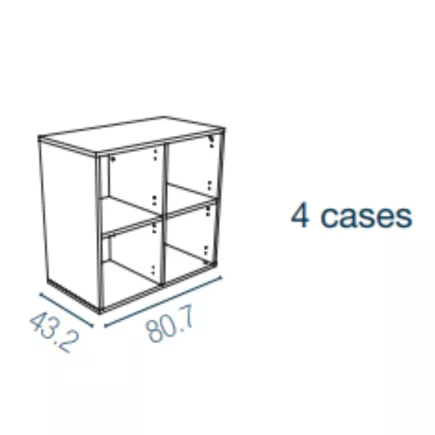 CAMILLE│Rangement 4 cases ouvert│coloris à choix