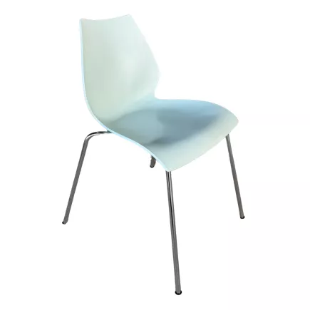 KARTELL│Chaise d'accueil/collectivité modèle MAUI designer Vico Magistretti│bleu clair