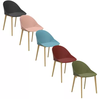 LOLA│Chaise Monocoque│4 pieds bois fibré│Coloris à choix