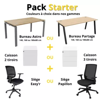 BUROFLEX │Pack Starter│Bureau + Caisson + Chaise