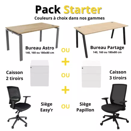 BUROFLEX │Pack Starter│Bureau + Caisson + Chaise