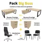 BUROFLEX │Pack Big Boss│Bureau direction + Caisson + Fauteuil + 2 Chaises