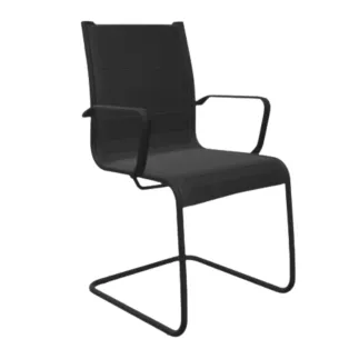 ELITE│Siège visiteur simili cuir - pieds luge│noir