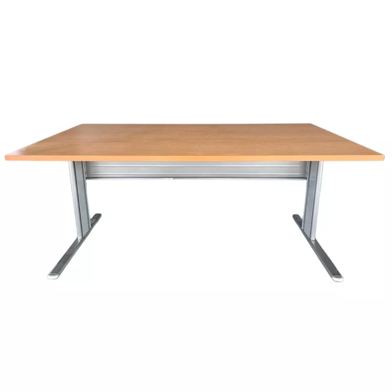 DEFI +│Bureau droit 160x80 - pied fixe│Hêtre saumoné / Gris aluminium DEFI +│Bureau droit 160x80 - pied fixe│Hêtre saumoné / Gris aluminium