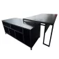 STRICTO│Bureau Direction avec meuble retour ouvert L200 cm│Noir