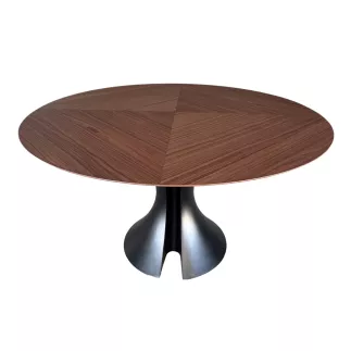 SANMA│Table ronde ø 125cm│Noyer/Noir