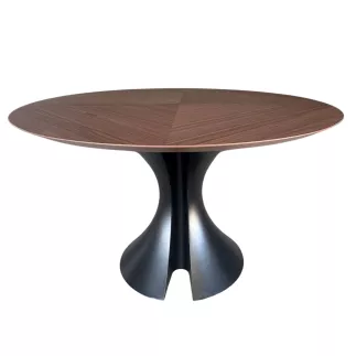SANMA│Table ronde ø 125cm│Noyer/Noir