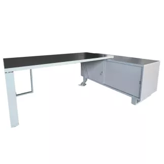 SANMA│Bureau de Direction avec meuble de retour - L220 cm│Gris anthracite/gris aluminium