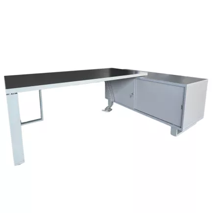 SANMA│Bureau de Direction avec meuble de retour - L220 cm│Gris anthracite/gris aluminium