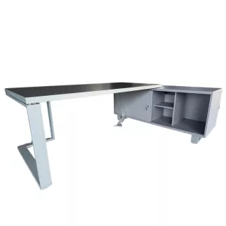 SANMA│Bureau de Direction avec meuble de retour - L220 cm│Gris anthracite/gris aluminium