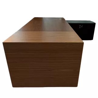 SANMA│Bureau de Direction avec meuble de retour - L265 cm│Noyer/noir