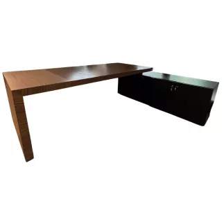 SANMA│Bureau de Direction avec meuble de retour - L265 cm│Noyer/noir