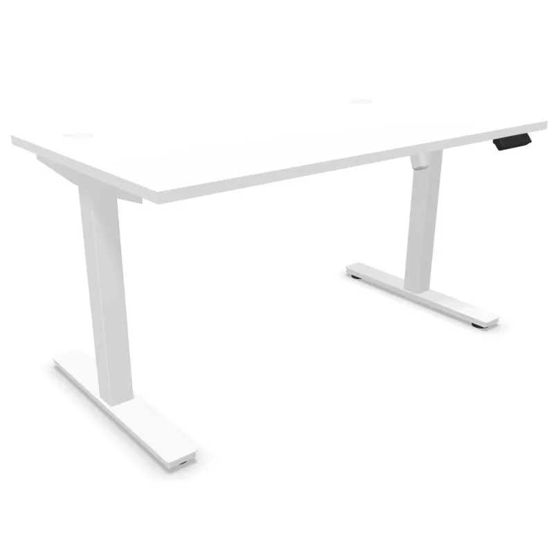 ENVOL ONE│Bureau électrique 1 moteur - 4 mémoires de position - USB A - Avec goulotte blanche L130cm│Blanc