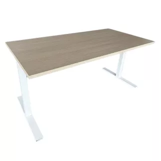 SANMA│Bureau droit L160 x p80 cm│Blanc/Chêne clair