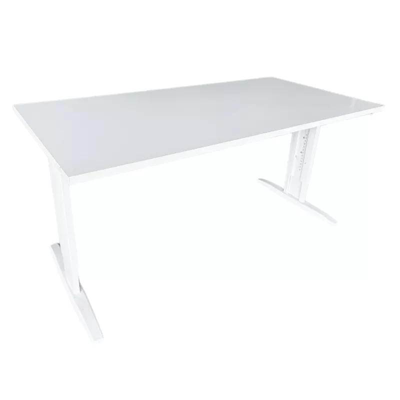 IDOL│Bureau droit L160 x p80 cm - Hauteur réglable│Blanc/blanc
