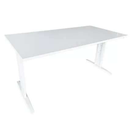 IDOL│Bureau droit L160 x p80 cm - Hauteur réglable│Blanc/blanc