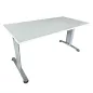SANMA│Bureau droit L160 cm - Hauteur réglable│Blanc/gris aluminium