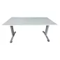 SANMA│Bureau droit L160 cm - Hauteur réglable│Blanc/gris aluminium
