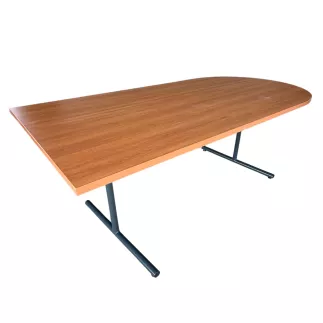 SANMA│Table de conférence asymétrique - avec un côté arrondi│Poirier/gris anthracite