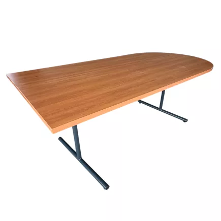 SANMA│Table de conférence asymétrique - avec un côté arrondi│Poirier/gris anthracite