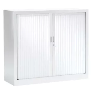 ARIV│Armoire rideau L120 x H 105 cm│Acier unicolore - Blanc