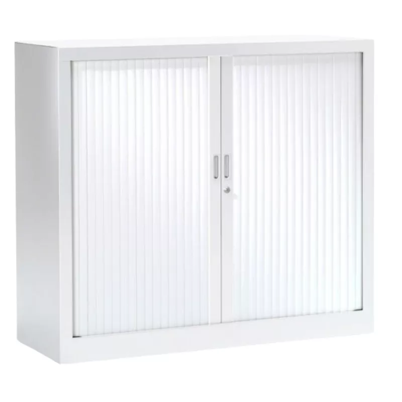 ARIV│Armoire rideau L120 x H 105 cm│Acier unicolore - Blanc