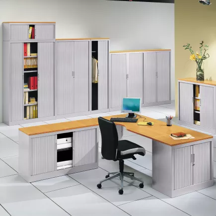 ARIV│Armoire rideau L120 x H 105 cm│Acier unicolore - Blanc