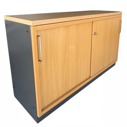 SANMA│Armoire basse - porte coulissantes│Chêne clair huilé