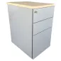 EOL│Caisson hauteur bureau - 3 Tiroirs│Profondeur 60 cm│Erable blanc/Gris aluminium