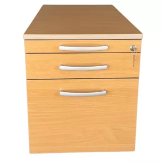 PRO│Caisson sous bureau 964 - 3 tiroirs│Profondeur 80 cm│Chêne clair huilé/gris aluminium