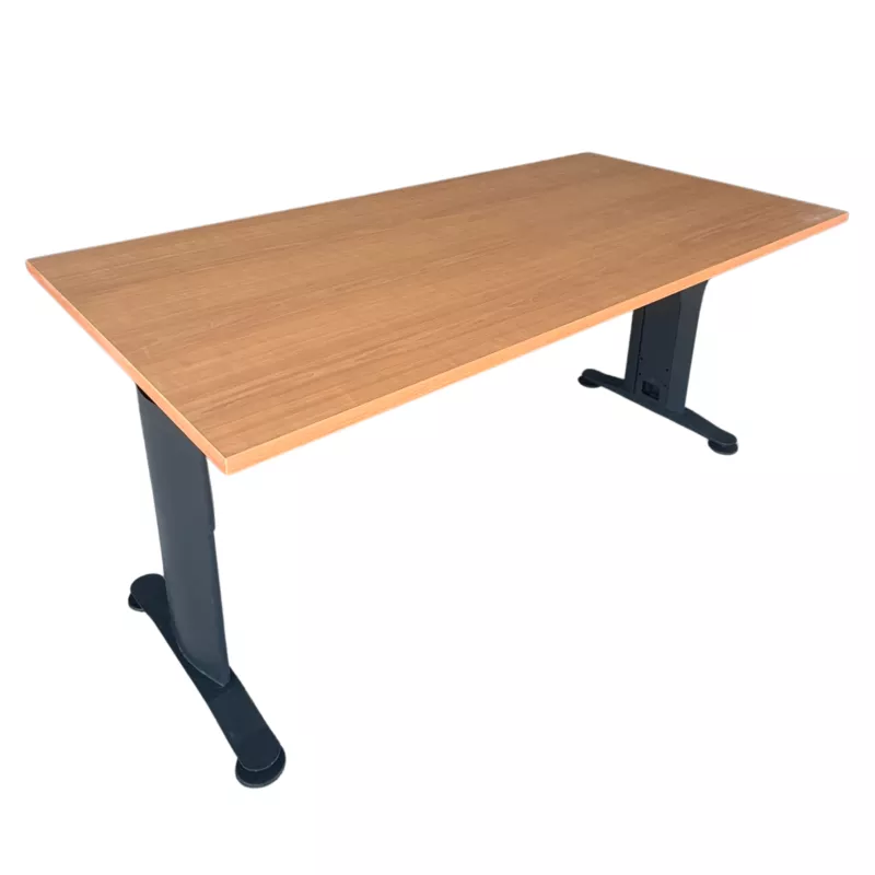 SANMA│Bureau droit L160 cm - Hauteur réglable│Hêtre saumoné/gris anthracite