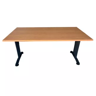 SANMA│Bureau droit L160 x p80 cm - Hauteur réglable│Hêtre saumoné/gris anthracite