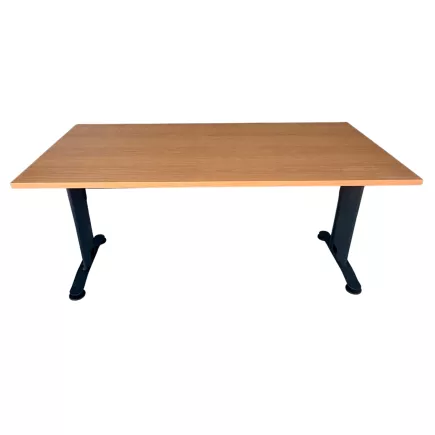 SANMA│Bureau droit L160 x p80 cm - Hauteur réglable│Hêtre saumoné/gris anthracite