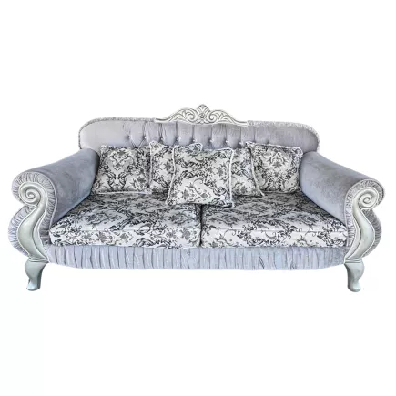 SANMA│Canapé 3 places - avec 5 coussins│Tissu velours gris