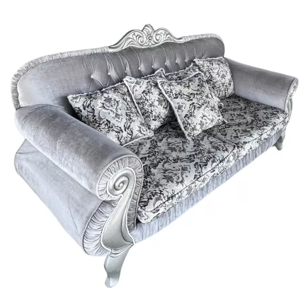 SANMA│Canapé 3 places - avec 5 coussins│Tissu velours gris