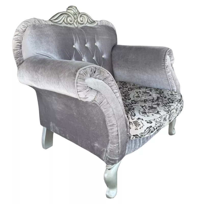 SANMA│Canapé 1 place│Tissu velours gris