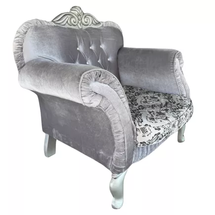 SANMA│Canapé 1 place│Tissu velours gris