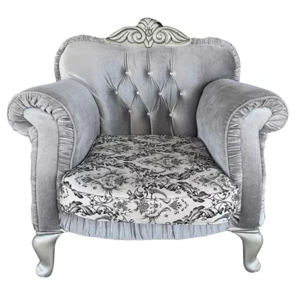 SANMA│Canapé 1 place│Tissu velours gris