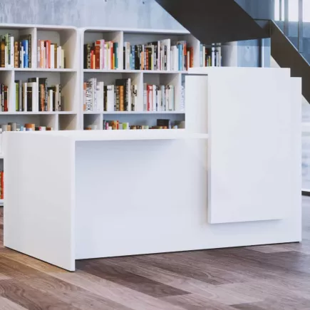 FIFTY FIFTY│Banque Accueil avec accueil PMR droite│Unicolore blanc