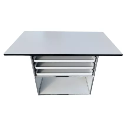 USM HALLER│Desserte 2 cases│Gris Clair/Chromé