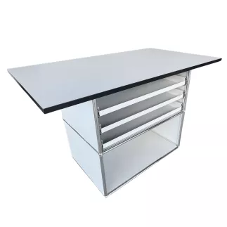 USM HALLER│Desserte 2 cases│Gris Clair/Chromé