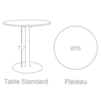 CHILL│Table ronde - plateau en matériaux recyclés H71,7 cm │Coloris à choix