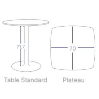 CHILL│Table carrée cintrée - plateau en matériaux recyclés H71,7 cm │Coloris à choix