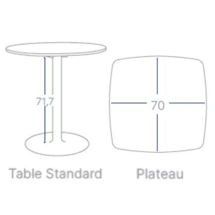 CHILL│Table carrée cintrée - plateau en matériaux recyclés H71,7 cm │Coloris à choix