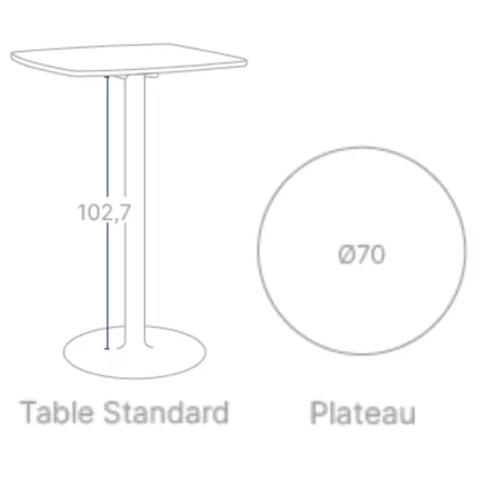 CHILL│Table haute ronde - plateau en matériaux recyclés H102,7 cm │Coloris unicolore à choix