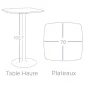 CHILL│Table haute carrée cintrée - plateau en matériaux recyclés H102,7 cm │Coloris unicolore à choix